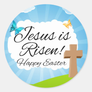 Sticker Rond Jésus est ressuscité, Pâques chrétiennes