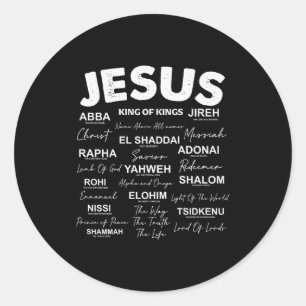 Sticker Rond Jésus Est Roi Noms De Dieu Hébreu Jésus Chrétien
