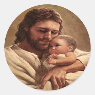 Sticker Rond Jésus et enfant