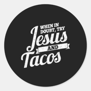 Sticker Rond Jésus Et Tacos Mexicains Cinco De Mayo