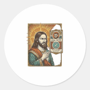 Sticker Rond Jésus Faux Vérifié Coche Arnaque Troll Social Hu