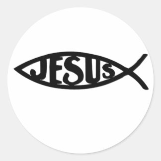 Sticker Rond Jesus Fish (Sticker Black)