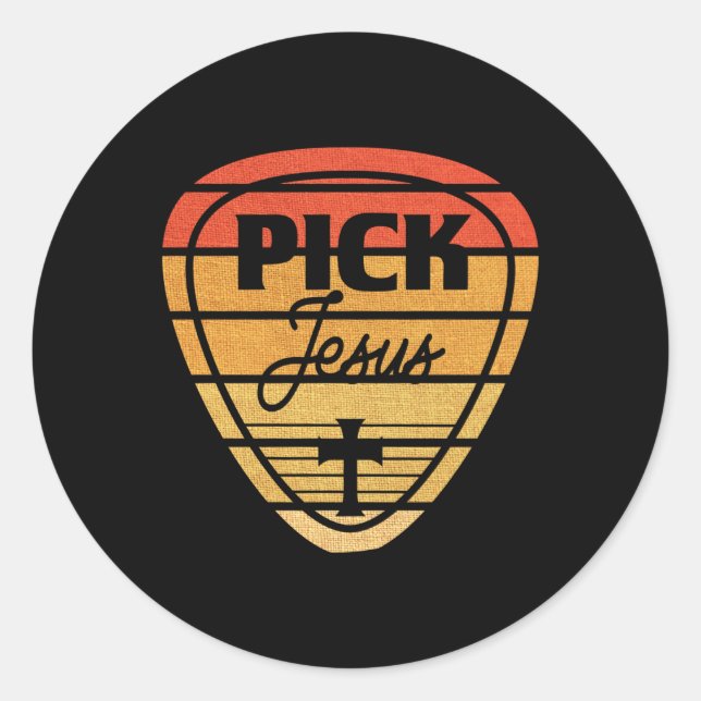 Sticker Rond Jésus foi christianisme guitare (Devant)
