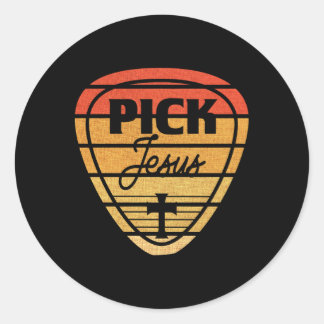 Sticker Rond Jésus foi christianisme guitare