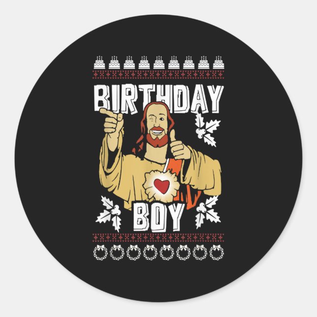 Sticker Rond Jesus Happy Years Old Birthday See You Soon (Devant)