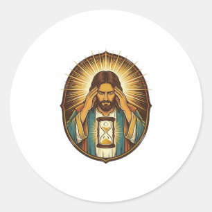 Sticker Rond Jésus impatient Chargement Sablier Internet Lent T