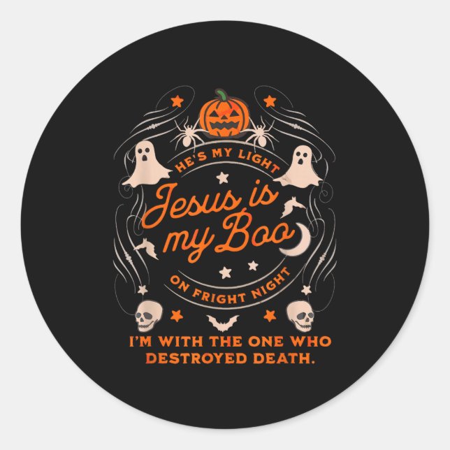 Sticker Rond Jesus Is My Boo Soky Christian Funny Halloween  (Devant)