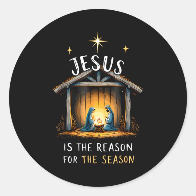 Sticker Rond Jesus Is The Reason For The Season Christian Faith (Devant)