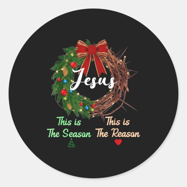 Sticker Rond Jesus Is The Reason For The Season Christian Xmas  (Devant)