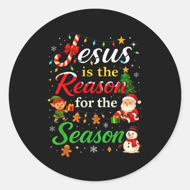 Sticker Rond Jesus Is The Reason For The Season Christmas Day X (Devant)