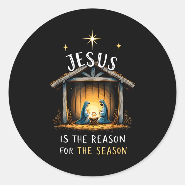Sticker Rond Jesus Is The Reason For The Season Christmas Xmas  (Devant)