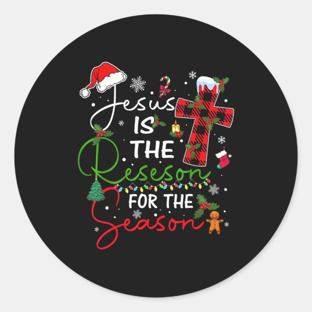 Sticker Rond Jesus Is The Reason For The Season Christmas Xmas  (Devant)