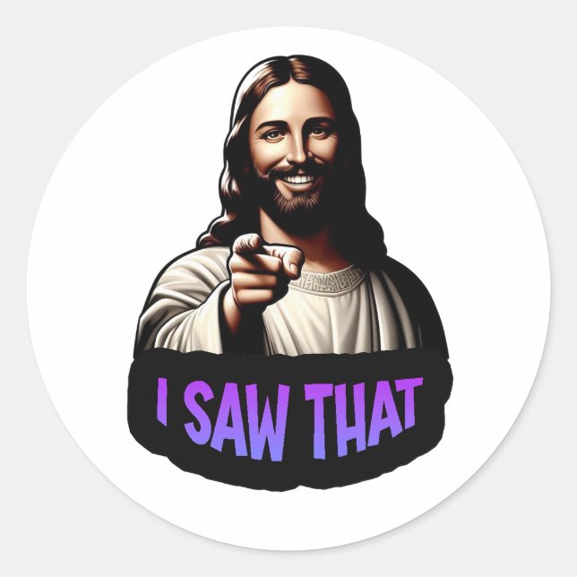 Sticker Rond Jésus - J'Ai Vu Ça ! - vignette en vinyle (Devant)