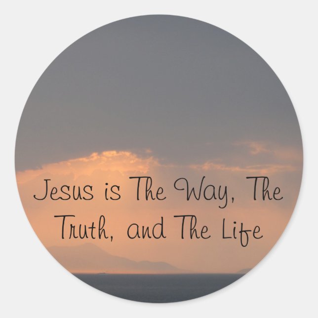 Sticker Rond Jésus - Le chemin, la VÉRITÉ et la LUMIÈRE (Devant)