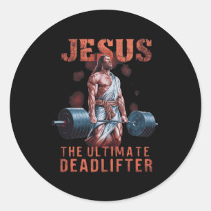 Sticker Rond Jésus Le Deadlifter ultime Christian 1