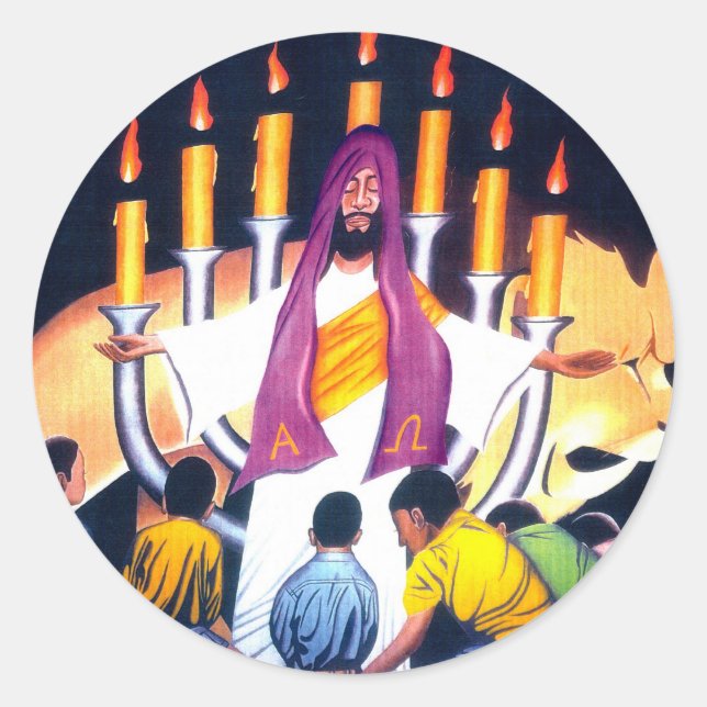Sticker Rond Jésus, le Lion de la tribu de Juda (Devant)