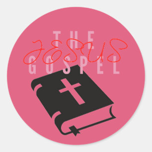 Sticker Rond Jésus le rose évangélique