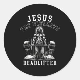 Sticker Rond Jésus le souleveur de poids ultime - Jésus soulève
