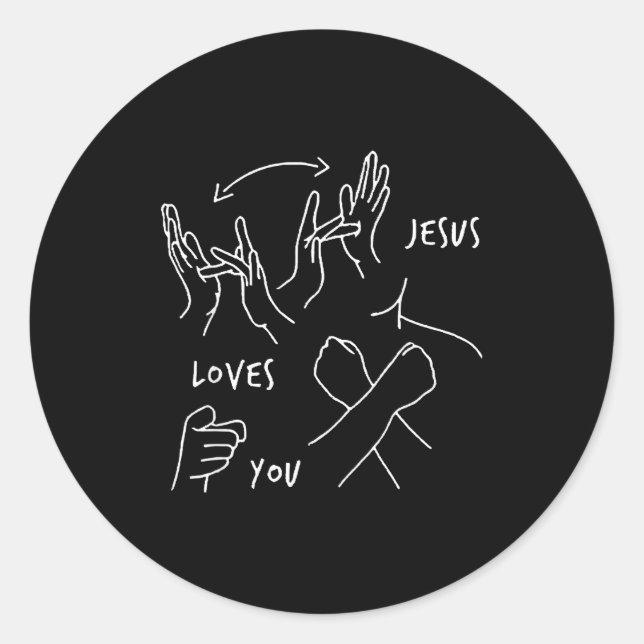 Sticker Rond Jesus Loves You Asl Sign Language Christian  (Devant)