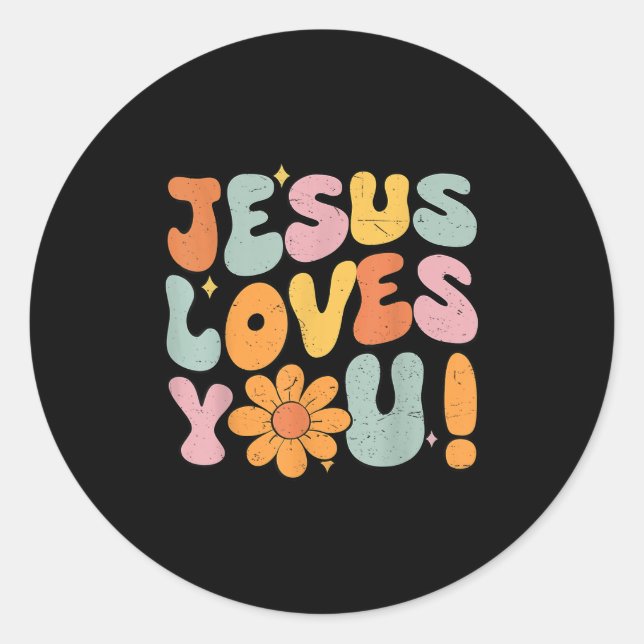 Sticker Rond Jesus Loves You Christian Teen Girl God Sister Goo (Devant)