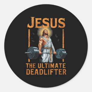 Sticker Rond Jésus L'Ultime Deadlifter Christian
