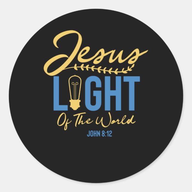 Sticker Rond Jésus Lumière Du Monde - Bible Verse (Devant)