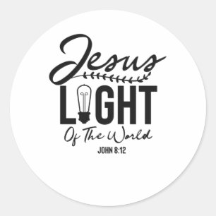 Sticker Rond Jésus Lumière Du Monde - Bible Verse