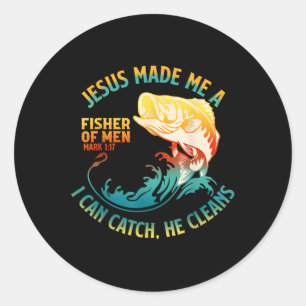 Sticker Rond Jésus M'A Fait Une Bible Fisher Verse Mark 1_17 Po