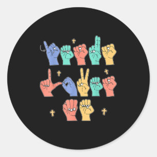 Sticker Rond Jésus m'aime Asl chrétien Jésus tout-petit vous si