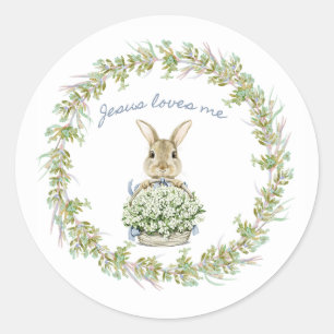 Sticker Rond Jésus m'aime Bunny