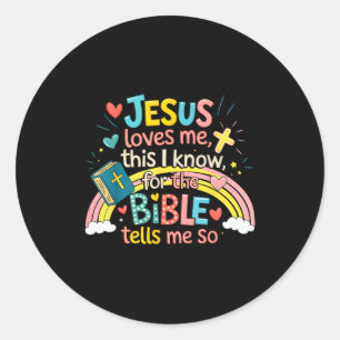 Sticker Rond Jésus m'aime, je le sais Garçons Enfants Tout-peti