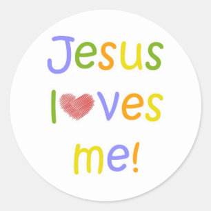 Sticker Rond Jésus M'Aime Sticker//Blanc