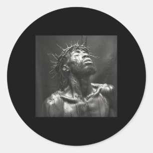 Sticker Rond Jésus Noir, Christianisme, Église, Christ, Jésus
