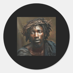 Sticker Rond Jésus Noir, Christianisme, Église, Christ, Jésus