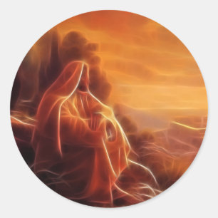 Sticker Rond Jésus Pense À Vous