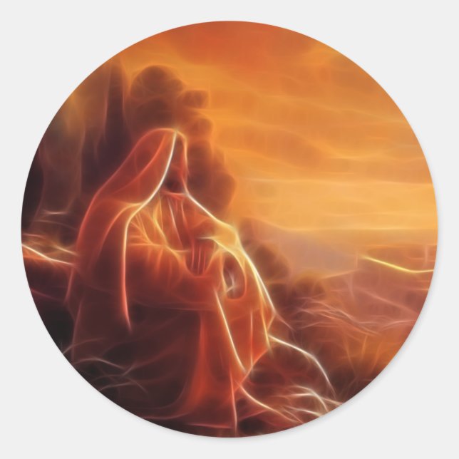 Sticker Rond Jésus Pense À Vous (Devant)