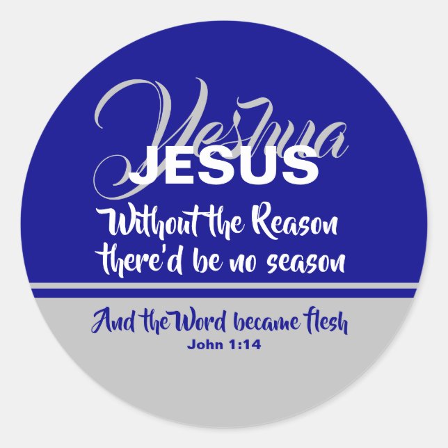 Sticker Rond JÉSUS RAISON SAISON Bleu Christian NOËL (Devant)