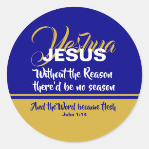 Sticker Rond JÉSUS RAISON SAISON Christian NOËL bleu