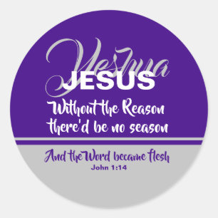 Sticker Rond JÉSUS RAISON SAISON Purple Christian NOËL
