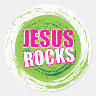 Sticker Rond Jesus Rocks 3 Vert