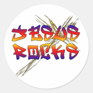Sticker Rond Jesus Rocks Christian