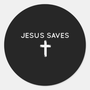 Sticker Rond Jésus Sauve Croix subtile foi chrétienne Minimale