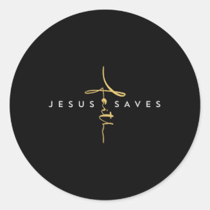 Sticker Rond Jésus Sauve Foi Croix Christ Religieux Jésus Save