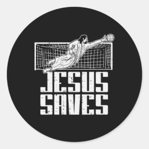 Sticker Rond Jésus Sauve Footbyll Soccer Gardien de but Chrétie