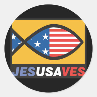 Sticker Rond Jesus Saves USA