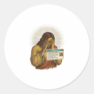 Sticker Rond Jésus s'humiliant Humour de mise à jour du statut 