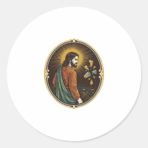 Sticker Rond Jesus Sol Brisé Plancher de Danse Fête Danger Club