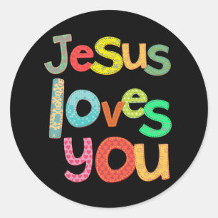 Sticker Rond Jésus t'aime