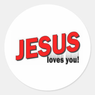 Sticker Rond Jésus t'aime.