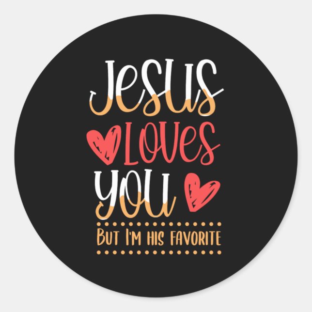 Sticker Rond Jésus t'aime Dieu Religion Eglise Cadeau catholiqu (Devant)